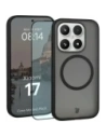 Etui z pierścieniem magnetycznym + szkło hartowane Bizon MatteO Pack do Xiaomi 17, przydymione-czarne