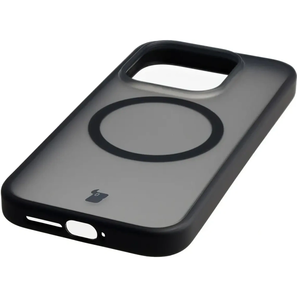 Etui z pierścieniem magnetycznym + szkło hartowane Bizon MatteO Pack do Xiaomi 17, przydymione-czarne