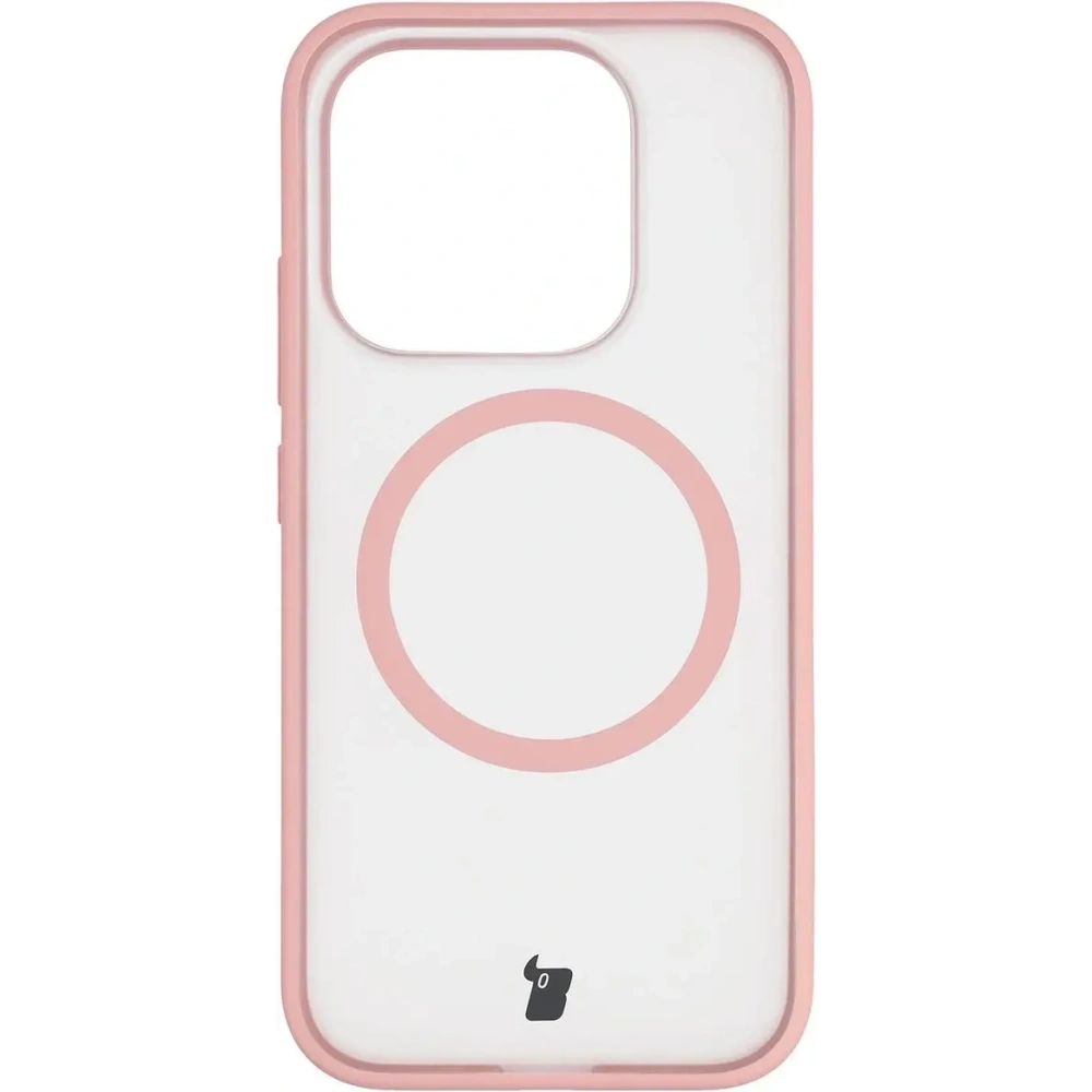 Etui z pierścieniem magnetycznym + szkło hartowane Bizon MatteO Pack do Xiaomi 17, przydymione-jasnoróżowe