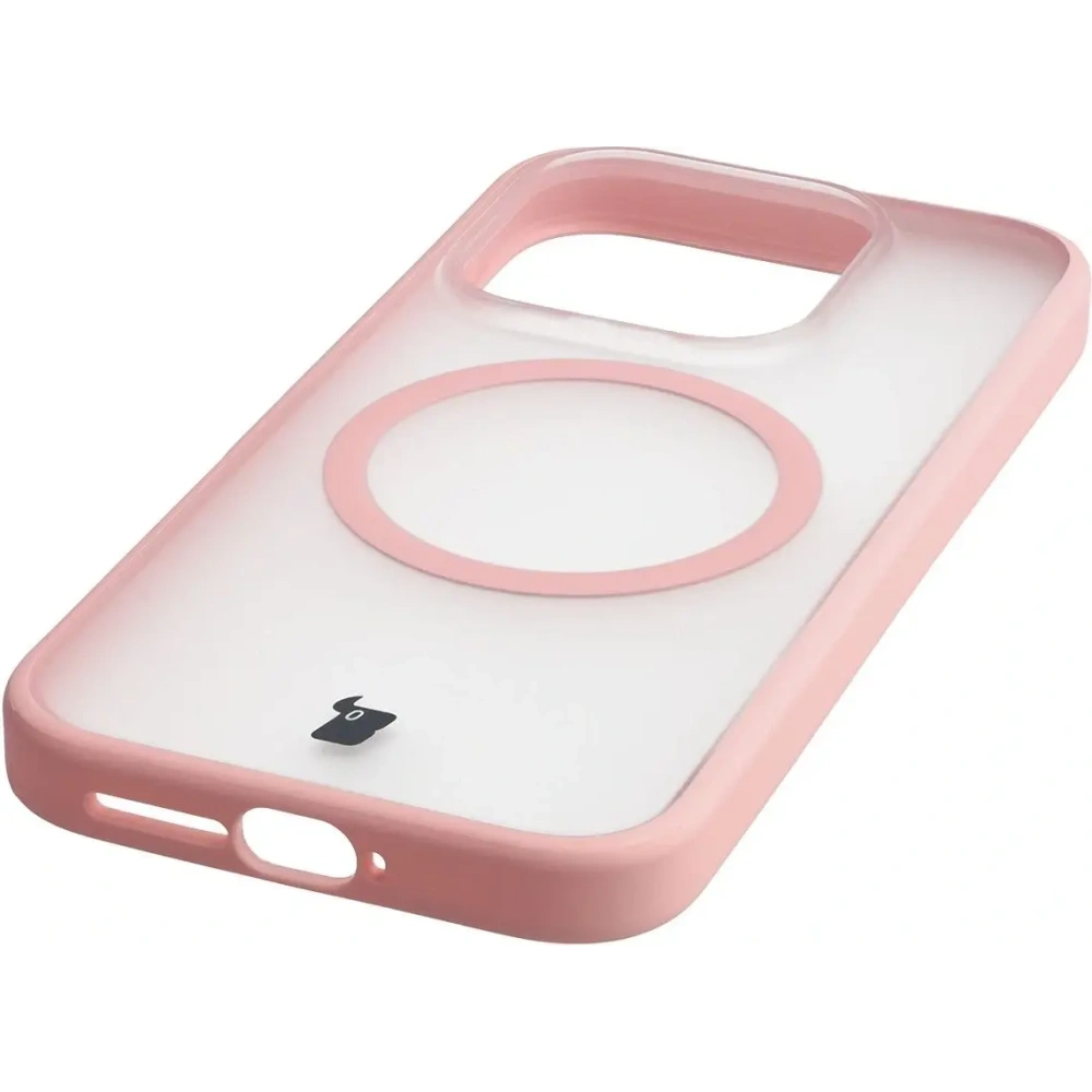 Etui z pierścieniem magnetycznym + szkło hartowane Bizon MatteO Pack do Xiaomi 17, przydymione-jasnoróżowe