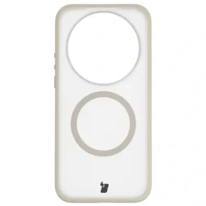 Etui z pierścieniem magnetycznym + szkło hartowane Bizon MatteO Pack do Xiaomi 17 Ultra, przydymione-beżowe