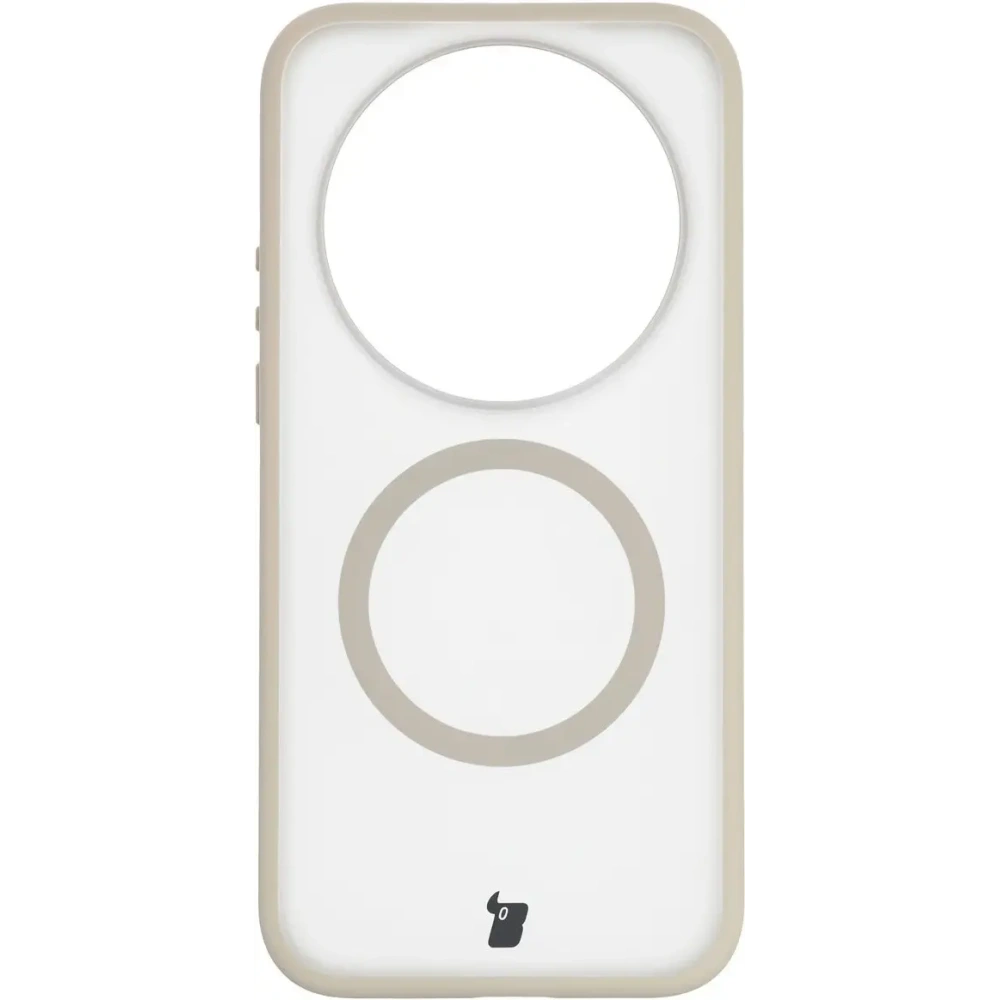 Etui z pierścieniem magnetycznym + szkło hartowane Bizon MatteO Pack do Xiaomi 17 Ultra, przydymione-beżowe