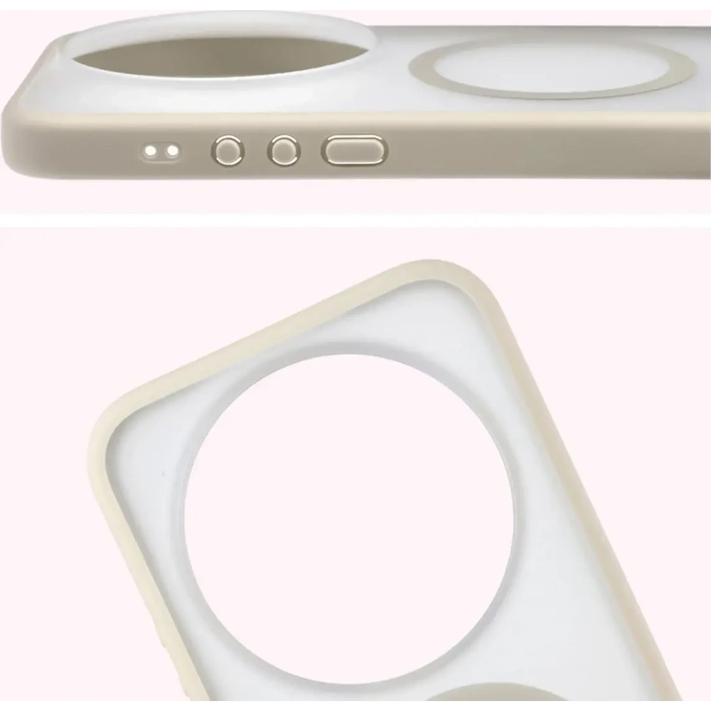 Etui z pierścieniem magnetycznym + szkło hartowane Bizon MatteO Pack do Xiaomi 17 Ultra, przydymione-beżowe