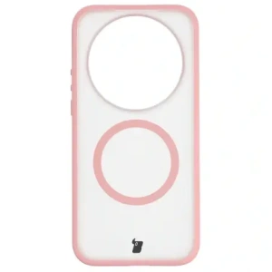 Etui z pierścieniem magnetycznym + szkło hartowane Bizon MatteO Pack do Xiaomi 17 Ultra, przydymione-jasnoróżowe