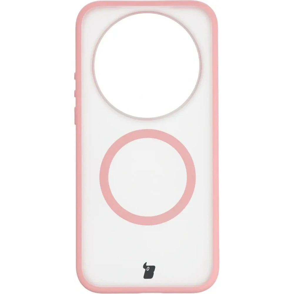 Etui z pierścieniem magnetycznym + szkło hartowane Bizon MatteO Pack do Xiaomi 17 Ultra, przydymione-jasnoróżowe