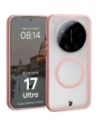 Etui z pierścieniem magnetycznym + szkło hartowane Bizon MatteO Pack do Xiaomi 17 Ultra, przydymione-jasnoróżowe