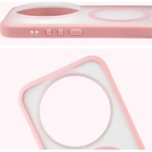 Etui z pierścieniem magnetycznym + szkło hartowane Bizon MatteO Pack do Xiaomi 17 Ultra, przydymione-jasnoróżowe