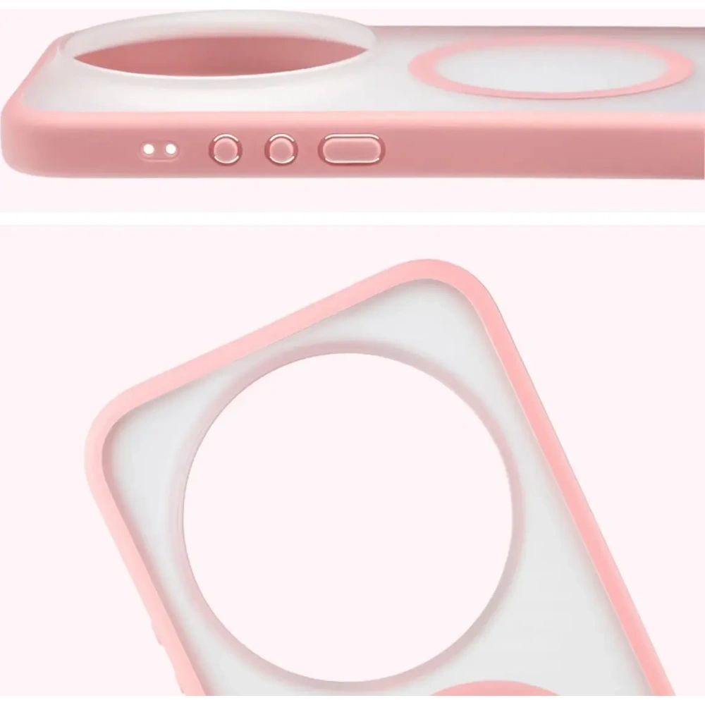 Etui z pierścieniem magnetycznym + szkło hartowane Bizon MatteO Pack do Xiaomi 17 Ultra, przydymione-jasnoróżowe