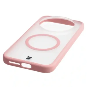 Etui z pierścieniem magnetycznym + szkło hartowane Bizon MatteO Pack do Xiaomi 17 Ultra, przydymione-jasnoróżowe