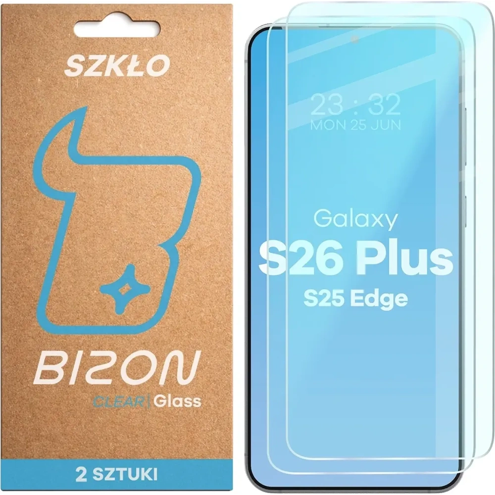 Szkło hartowane Bizon Glass Clear Duo do Samsung Galaxy S26+ Plus / S25 Edge [2 PACK]