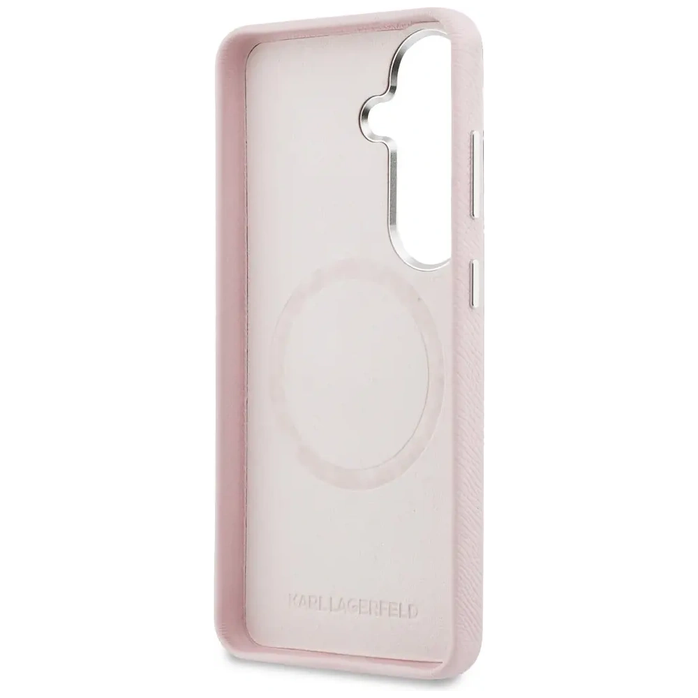 Etui Karl Lagerfeld Saffiano KC Metal Logo MagSafe do Samsung Galaxy S26+ Plus różowy