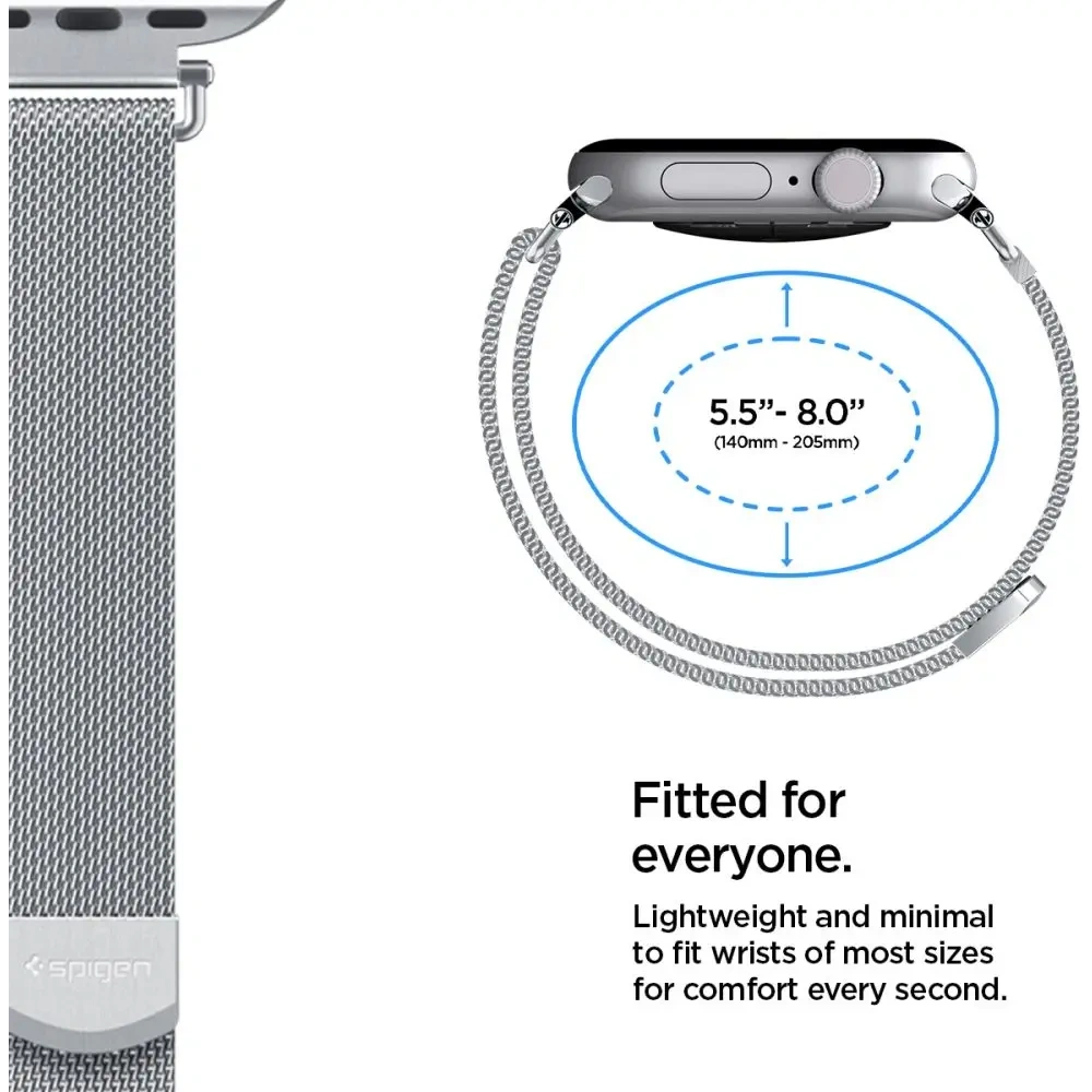 Pasek Spigen WBM4 Band do Apple Watch 8 / 9 / 10 / 11 / SE 40/41/42mm Silver