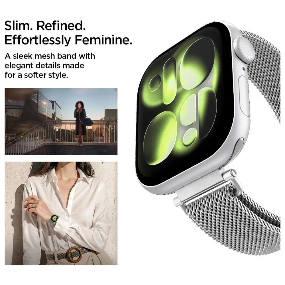 Pasek Spigen WBM4 Band do Apple Watch 8 / 9 / 10 / 11 / SE 40/41/42mm Silver