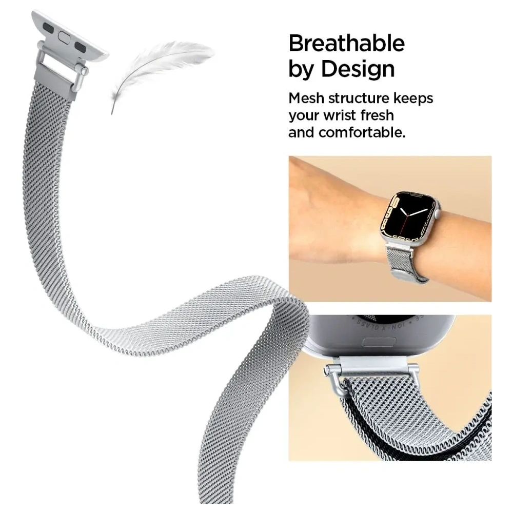 Pasek Spigen WBM4 Band do Apple Watch 8 / 9 / 10 / 11 / SE 40/41/42mm Silver