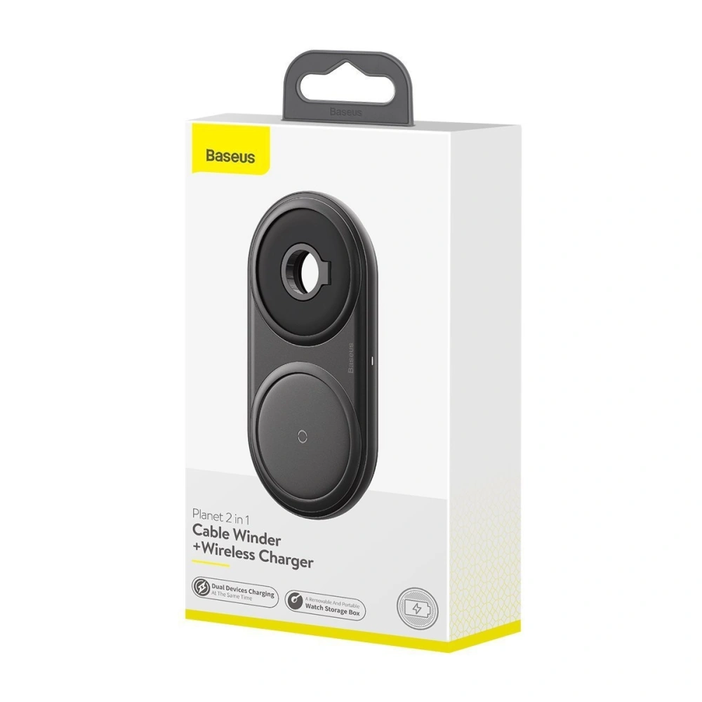 Hurtownia GSM - Bezprzewodowa ładowarka indukcyjna 2w1 Baseus Planet, smartfon + Apple Watch, 24W (czarna) - BSU1725BLK - {ean13} - Hurt