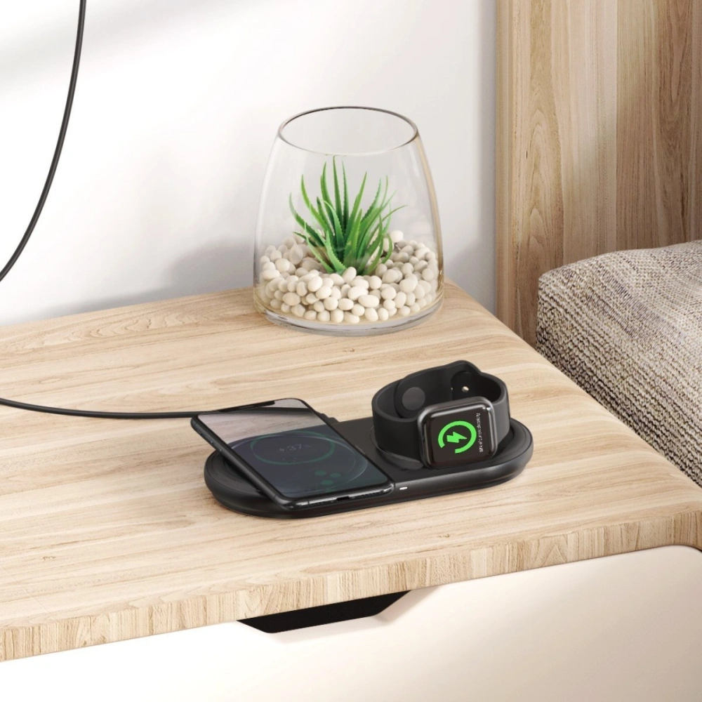 Hurtownia GSM - Bezprzewodowa ładowarka indukcyjna 2w1 Baseus Planet, smartfon + Apple Watch, 24W (czarna) - BSU1725BLK - {ean13} - Hurt
