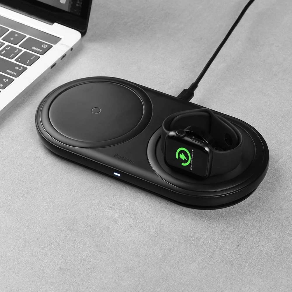 Hurtownia GSM - Bezprzewodowa ładowarka indukcyjna 2w1 Baseus Planet, smartfon + Apple Watch, 24W (czarna) - BSU1725BLK - {ean13} - Hurt