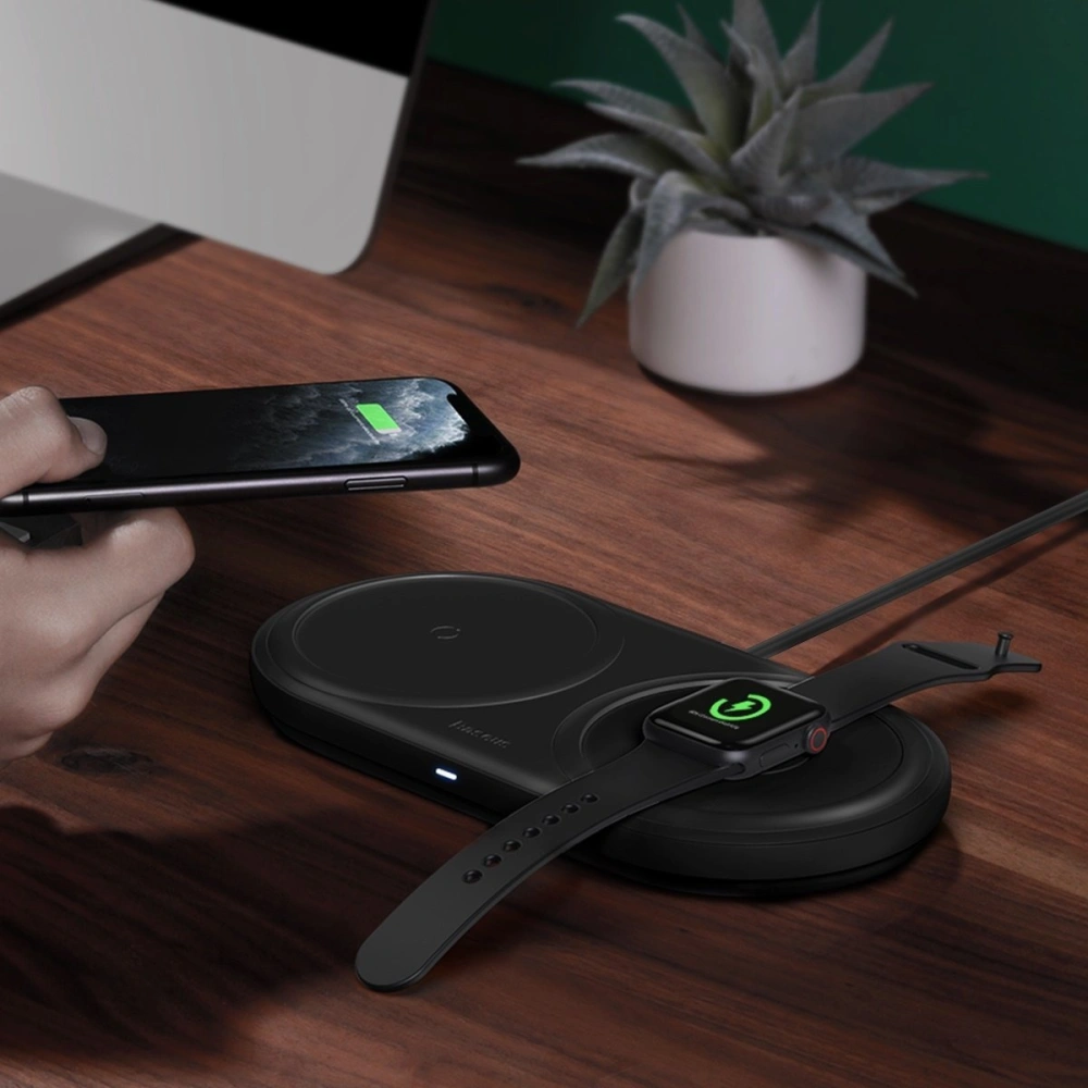 Hurtownia GSM - Bezprzewodowa ładowarka indukcyjna 2w1 Baseus Planet, smartfon + Apple Watch, 24W (czarna) - BSU1725BLK - {ean13} - Hurt