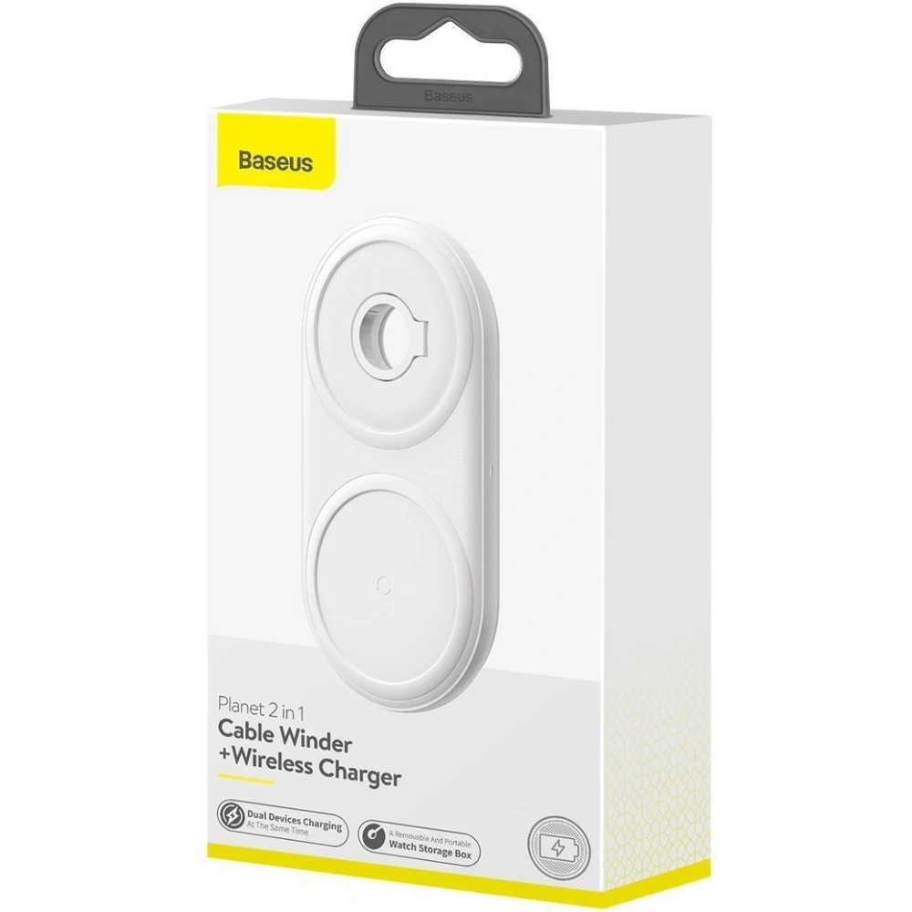 Hurtownia GSM - Bezdrátová indukční nabíječka Baseus Planet, 2w1 24W, QC (bílá) - BSU1726WHT - {ean13} - Hurt