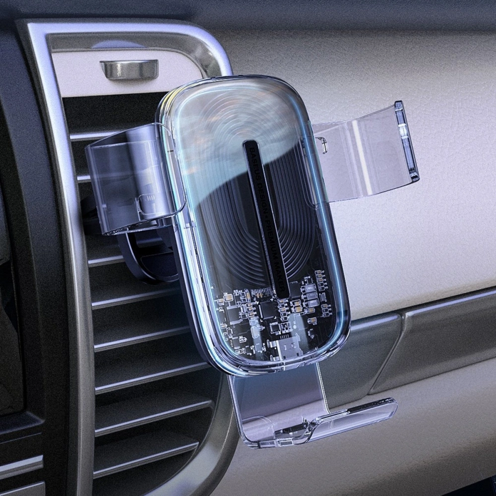 Hurtownia GSM - Gravitační automobilový držák na telefon Baseus Explore s bezdrátovým nabíjením 15W (průhledný) - BSU1727CL - {ean13} - Hurt