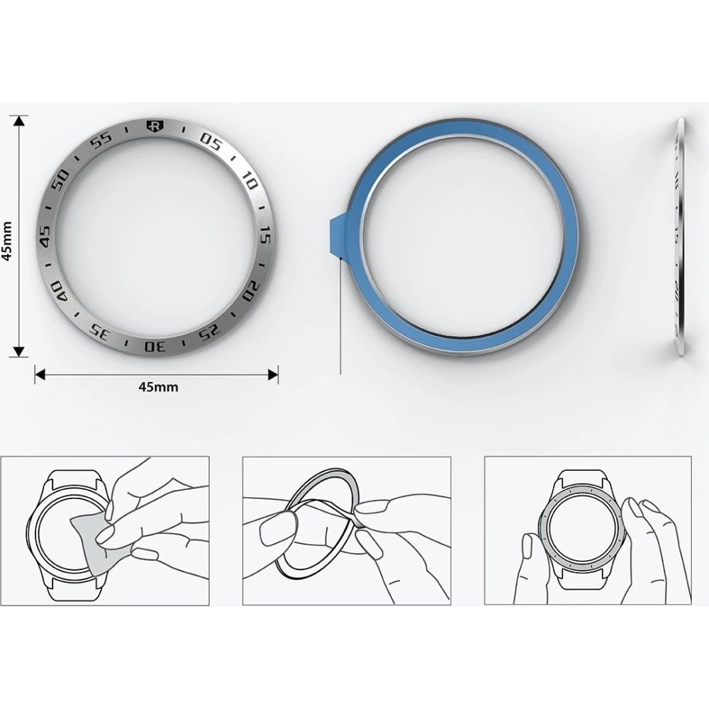 Hurtownia GSM - Nakládka Ringke Bezel Styling Samsung Galaxy Watch 3 45mm nerezová ocel stříbrná GW3-45-01 - RGK1247SSLV - {ean13} - Hurt