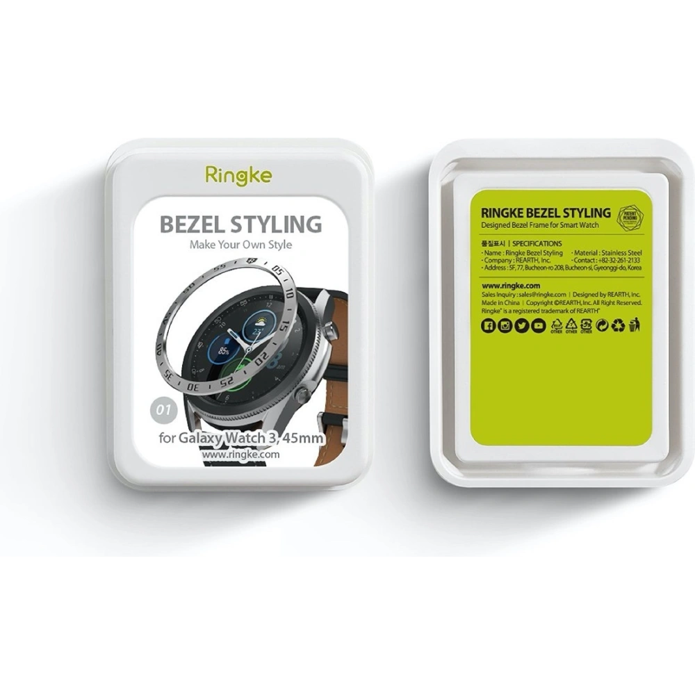 Hurtownia GSM - Nakládka Ringke Bezel Styling Samsung Galaxy Watch 3 45mm nerezová ocel stříbrná GW3-45-01 - RGK1247SSLV - {ean13} - Hurt