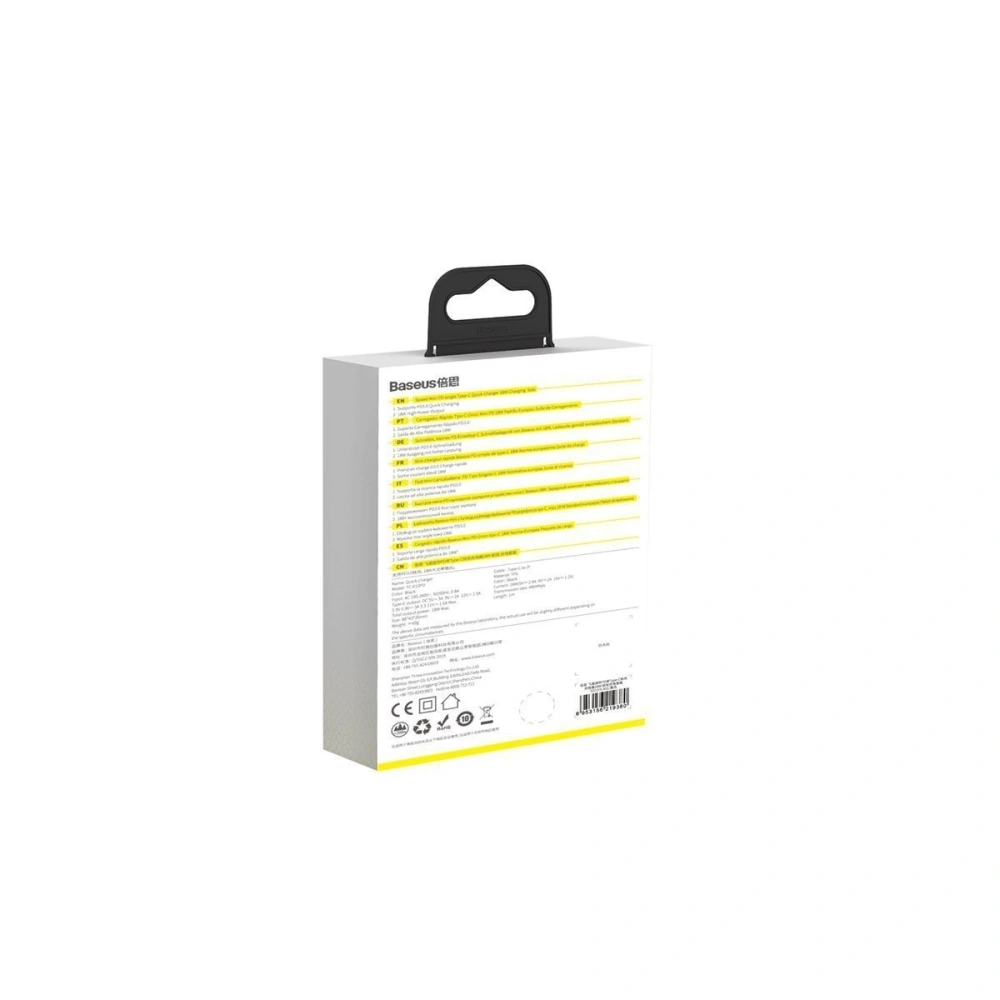 Hurtownia GSM - Zestaw ładowarki sieciowa USB-C PD Baseus Mini, Power Delivery 18W i kabla USB-C - Lightning 1m (czarny) 5szt. - BSU1732BLK - {ean13} - Hurt