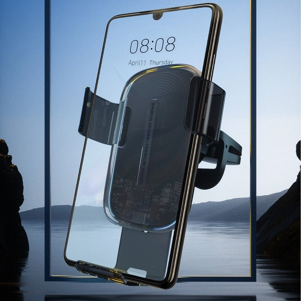 Hurtownia GSM - Gravitationshandyhalterung für das Telefon Baseus Explore mit kabellosem Laden 15W (schwarz) - BSU1734BLK - {ean13} - Hurt