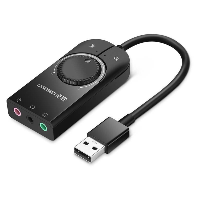 Ugreen Distributor - 6957303849642 - UGR473BLK - External USB audio card UGREEN 15cm (black) - B2B homescreen