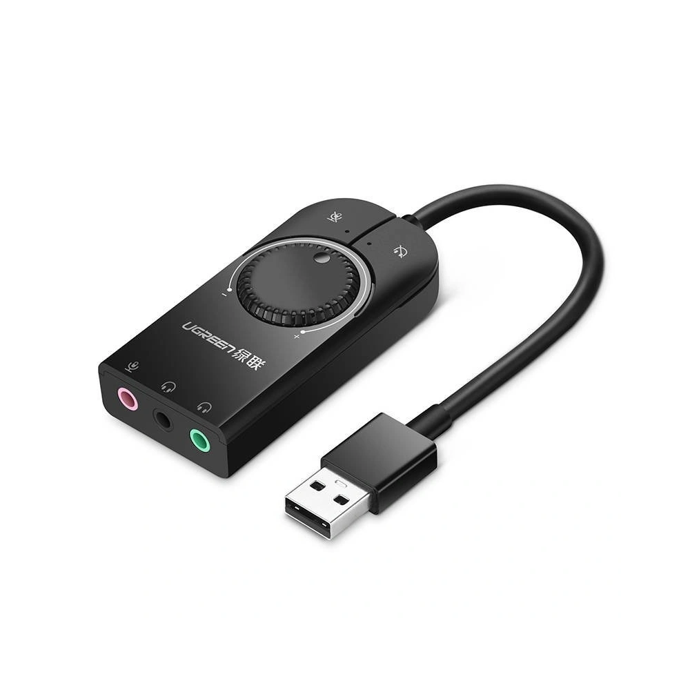 Hurtownia GSM - Zewnętrzna karta dźwiękowa USB UGREEN 15cm (czarny) - UGR473BLK - {ean13} - Hurt