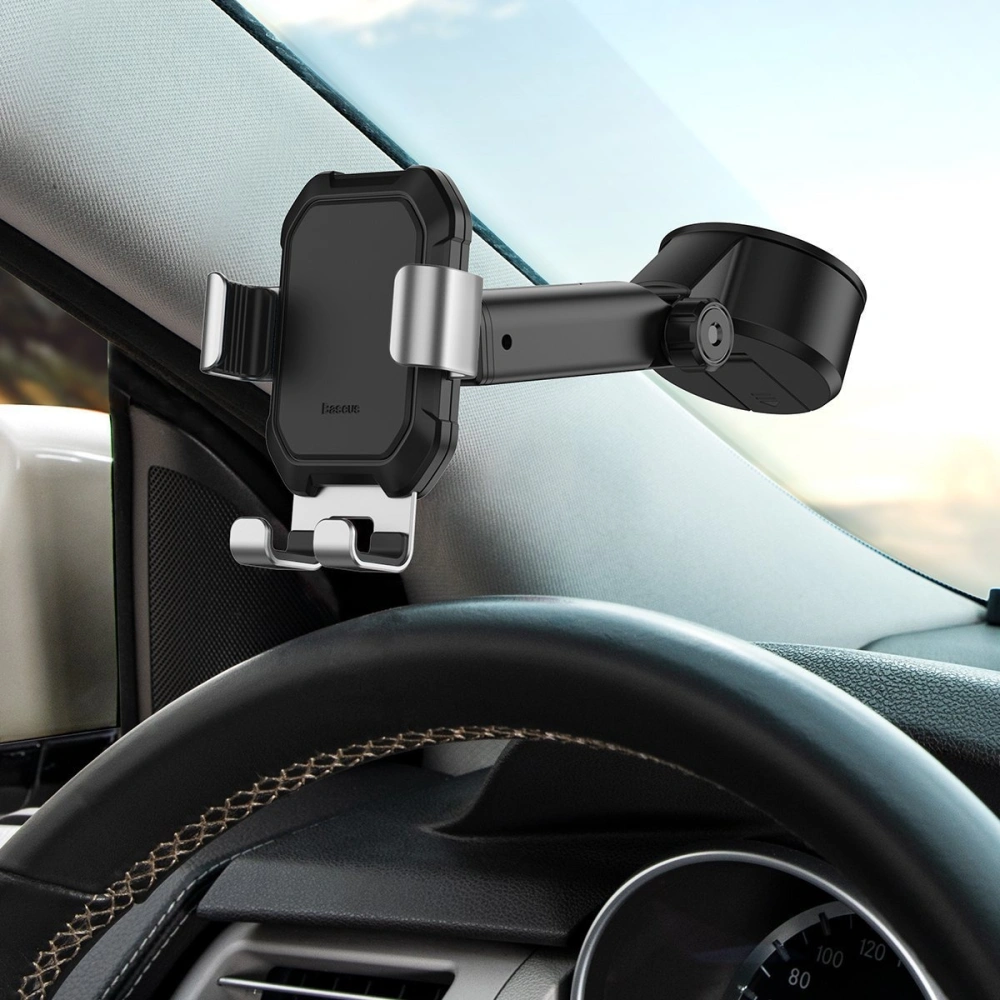 Wholesale Gravity car mount for Baseus Tank phone with suction cup (silver) - BSU1743SLV - {ean13} - Hurt