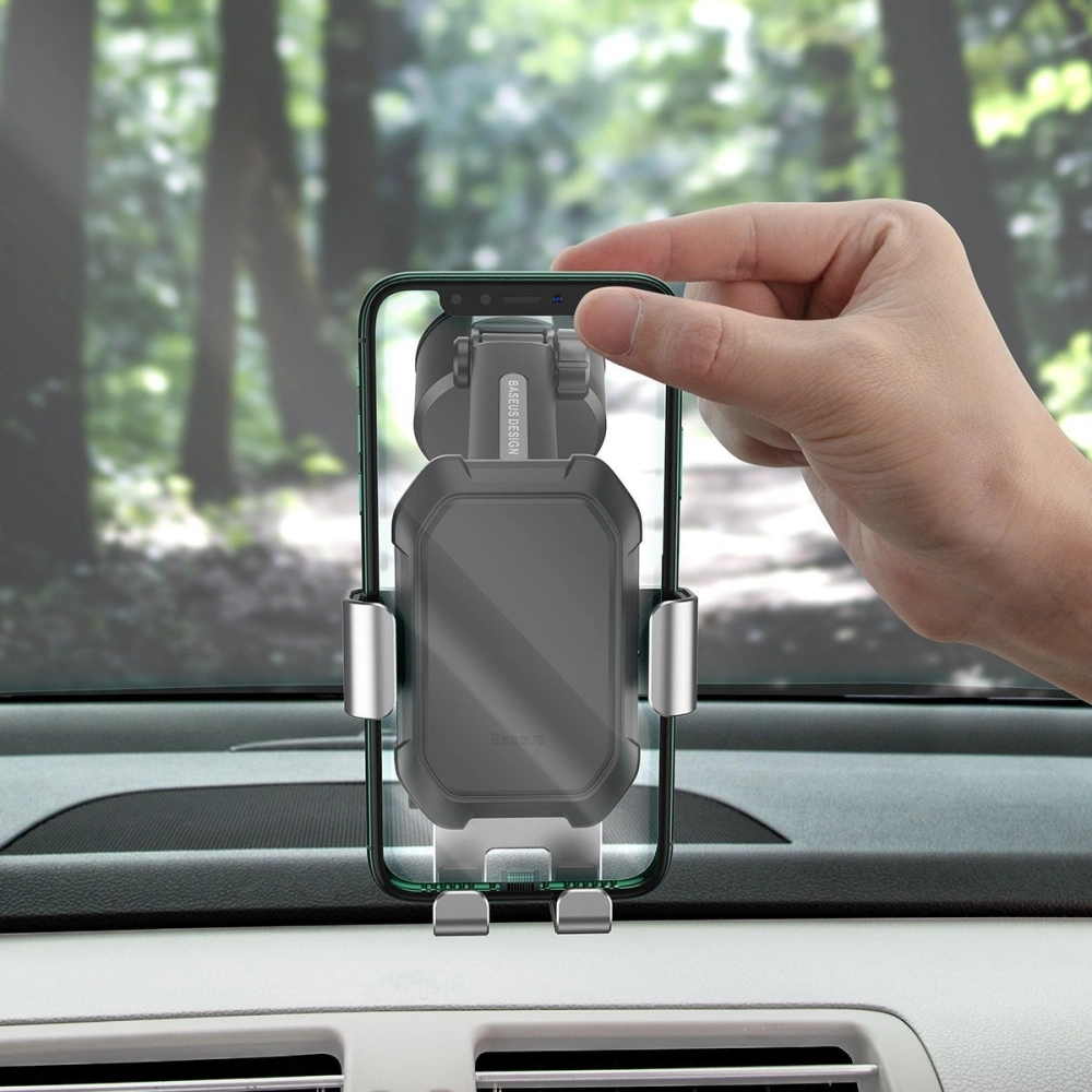 Wholesale Gravity car mount for Baseus Tank phone with suction cup (silver) - BSU1743SLV - {ean13} - Hurt