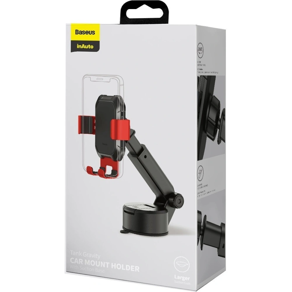 Wholesale Gravity car mount for Baseus Tank phone with suction cup (red) - BSU1744RED - {ean13} - Hurt