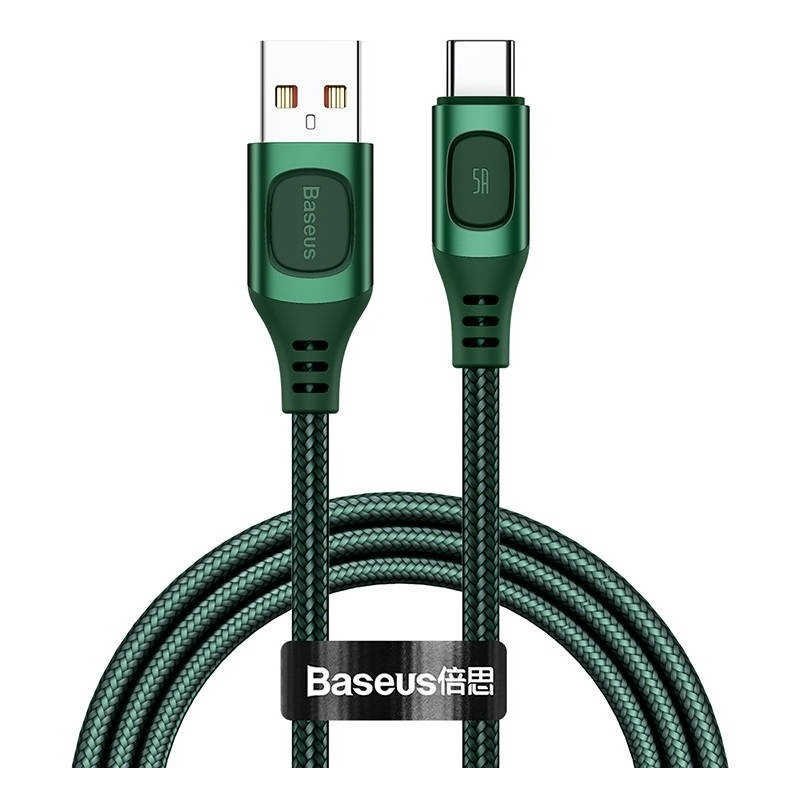 Baseus Distributor - 6953156226968 - BSU1746GRN - Quick Charge USB-C Baseus Flash, QC 3.0, Huawei SCP, Samsung AFC, 5A, 1m (green) - B2B homescreen