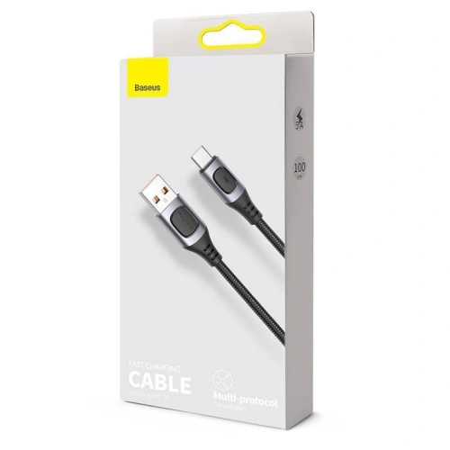 Kabel szybkiego ładowania USB-C Baseus Flash, QC 3.0, Huawei SCP, Samsung AFC, 5A, 1m (szary)
