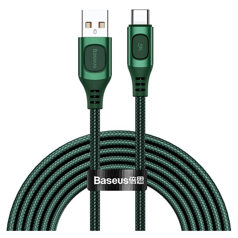 Baseus Distributor - 6953156226999 - BSU1748GRN - Quick Charge USB-C Baseus Flash, QC 3.0, Huawei SCP, Samsung AFC, 5A, 2m (green) - B2B homescreen