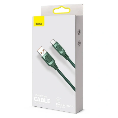 Kabel szybkiego ładowania USB-C Baseus Flash, QC 3.0, Huawei SCP, Samsung AFC, 5A, 2m (zielony)