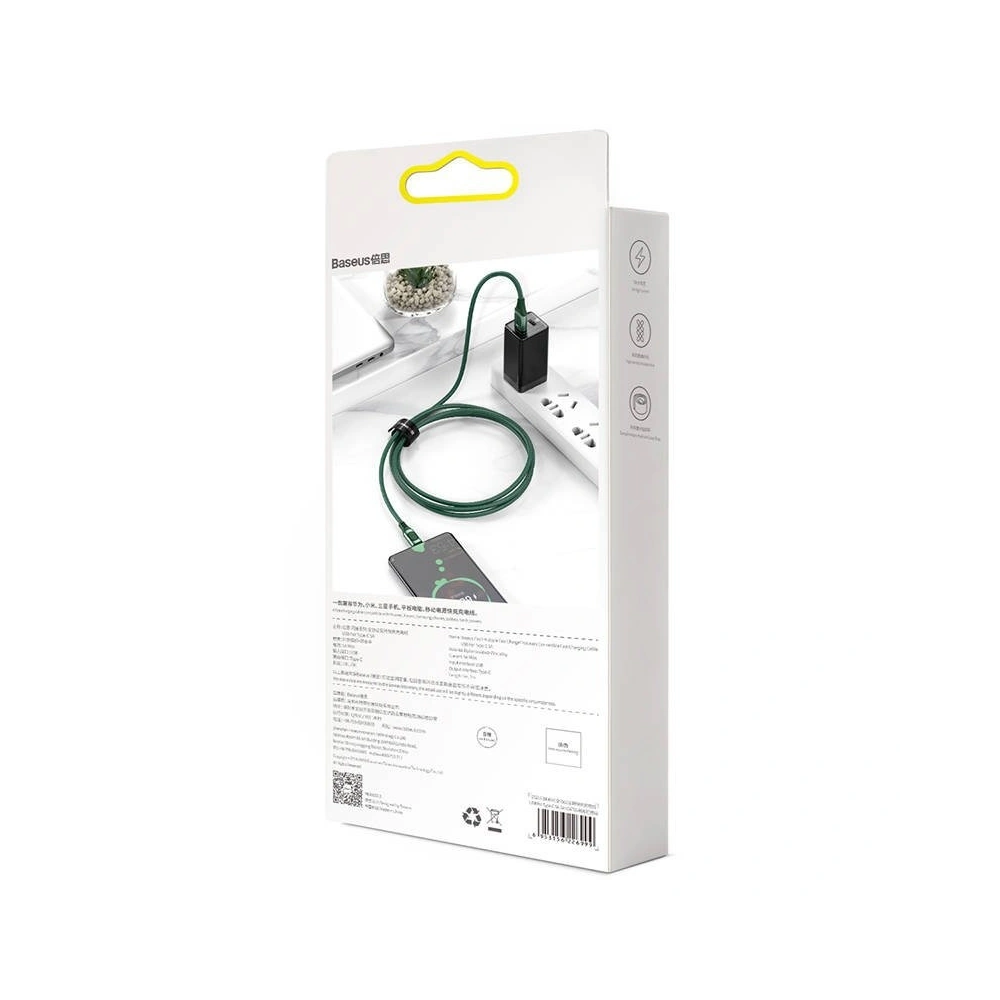 Wholesale Quick Charge USB-C Baseus Flash, QC 3.0, Huawei SCP, Samsung AFC, 5A, 2m (green) - BSU1748GRN - {ean13} - Hurt