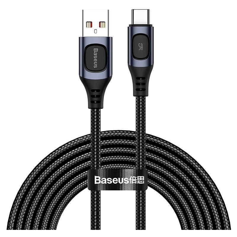 Baseus Distributor - 6953156226982 - BSU1749GRY - Quick Charge USB-C Baseus Flash, QC 3.0, Huawei SCP, Samsung AFC, 5A, 2m (grey) - B2B homescreen