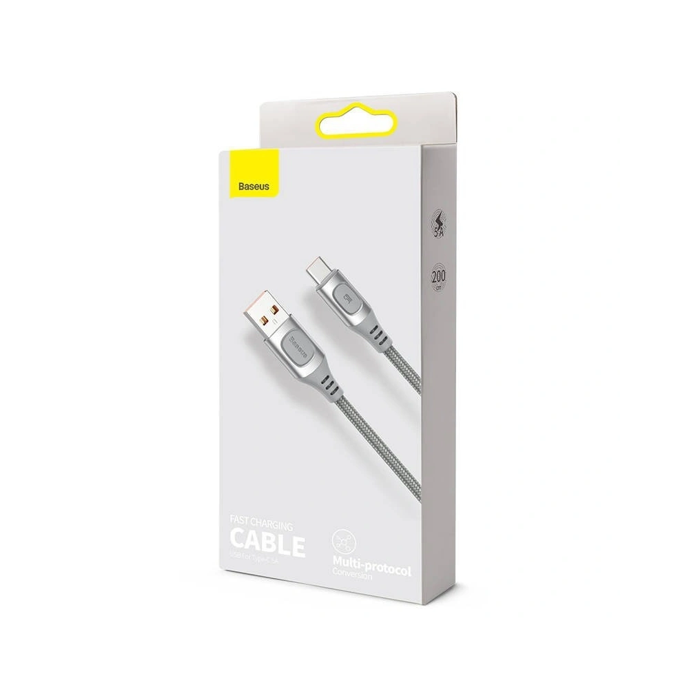 Hurtownia GSM - Kabel szybkiego ładowania USB-C Baseus Flash, QC 3.0, Huawei SCP, Samsung AFC, 5A, 2m (srebrny) - BSU1750SLV - {ean13} - Hurt