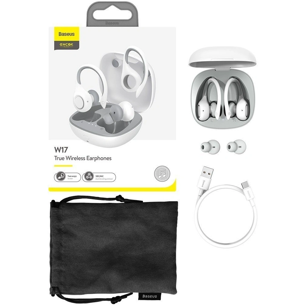 Hurtownia GSM - Bezprzewodowe słuchawki Baseus Encok W17 TWS, Bluetooth 5.0 (białe) - BSU1760WHT - {ean13} - Hurt