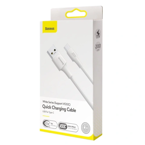Kabel USB-C Baseus White Series, VOOC, QC, 5A, 2m (biały)