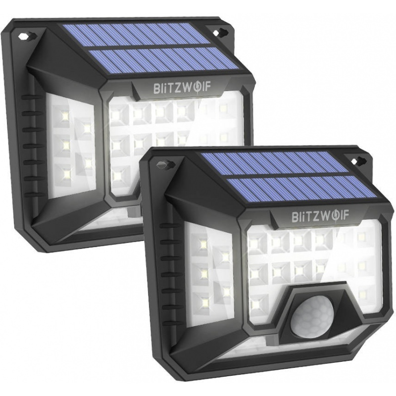 BlitzWolf Distributor - 5907489604451 - BLZ289 - External Blitzwolf LED solar lamp BW-OLT3 with dusk and motion sensor, 1200mAh (2 pcs) - B2B homescreen