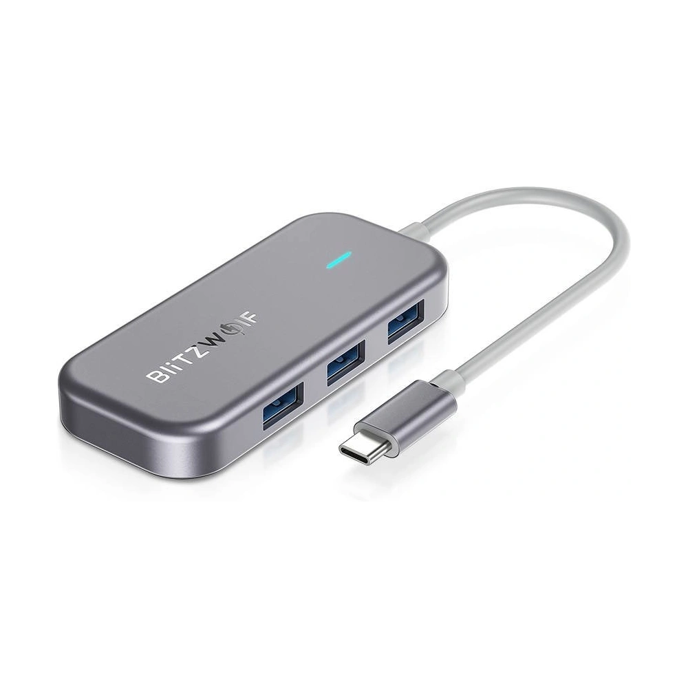 Hurtownia GSM - Adapter 6w1 Blitzwolf BW-TH10 Hub USB-C do 3xUSB 3.0, HDMI, RJ45, AUX, USB-C PD 3.0 100W - BLZ295 - {ean13} - Hurt