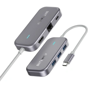 Adapter 6w1 Blitzwolf BW-TH10 Hub USB-C do 3xUSB 3.0, HDMI, RJ45, AUX, USB-C PD 3.0 100W