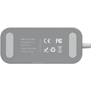 Adapter 6w1 Blitzwolf BW-TH10 Hub USB-C do 3xUSB 3.0, HDMI, RJ45, AUX, USB-C PD 3.0 100W