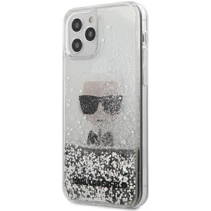 Karl Lagerfeld KLHCP12LGLIKSL Apple iPhone 12 Pro Max silver hardcase Ikonik Liquid Glitter