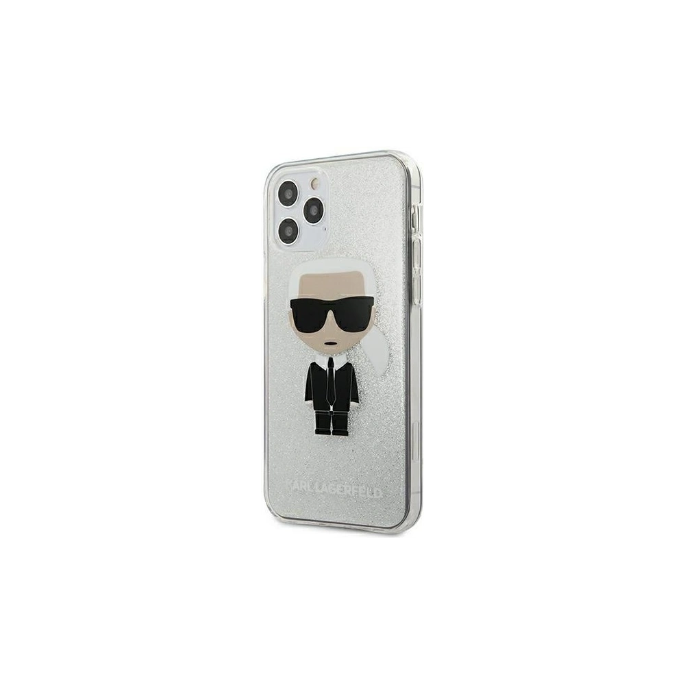 Hurtownia GSM - Etui Karl Lagerfeld KLHCP12LPCUTRIKSL Apple iPhone 12 Pro Max srebrny/silver hardcase Glitter Ikonik Karl - KLD325SLV - {ean13} - Hurt