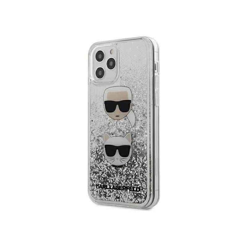 Karl Lagerfeld Distributor - 3700740483237 - KLD334SLV - Karl Lagerfeld KLHCP12MKCGLSL Apple iPhone 12/12 Pro silver hardcase Liquid Glitter Karl&Choupette - B2B homescreen