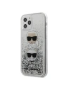 Karl Lagerfeld KLHCP12MKCGLSL Apple iPhone 12/12 Pro silver hardcase Liquid Glitter Karl&Choupette